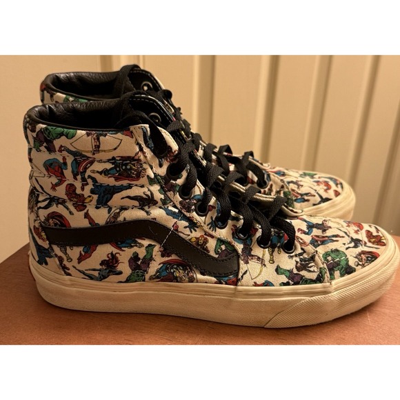 Vans Other - Vans Mens SZ 6.5 Skater Skate Shoe High‎ Top Marvel Heroes EUC HTF Avengers Shoe